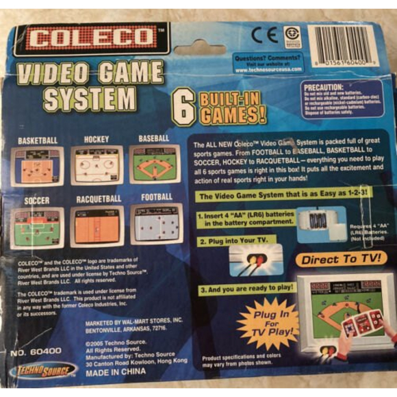 Coleco Video TV Game System Plug & Play 6 Games 2005 Sports Basketball Football - Picture 2 of 2